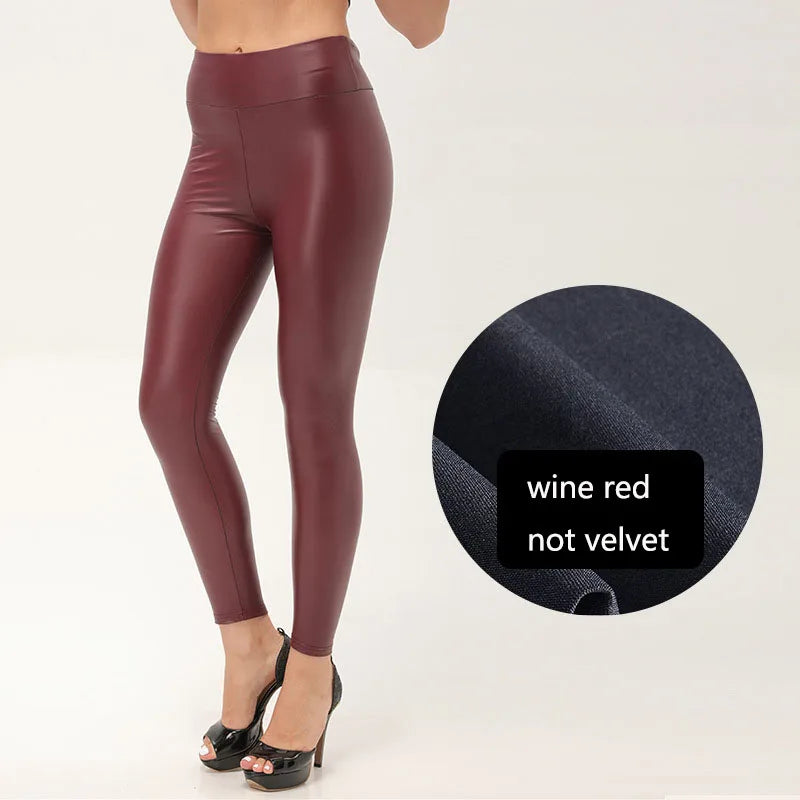 S-5XL Plus Size Winter PU Leather Leggings Women Thickened Warm